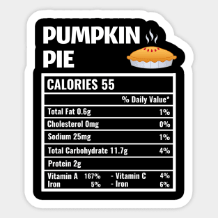 Pumpkin Pie Nutrition Facts Thanksgiving Matching Family Sticker